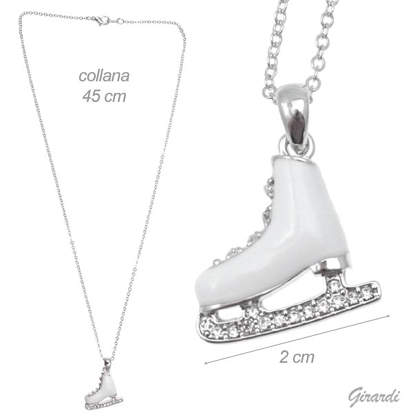 COLLANA  PATTINO GHIACCIO BIANCO STRASS